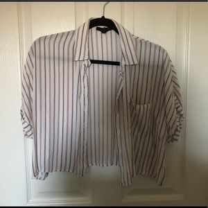 Striped Button Down Crop Top